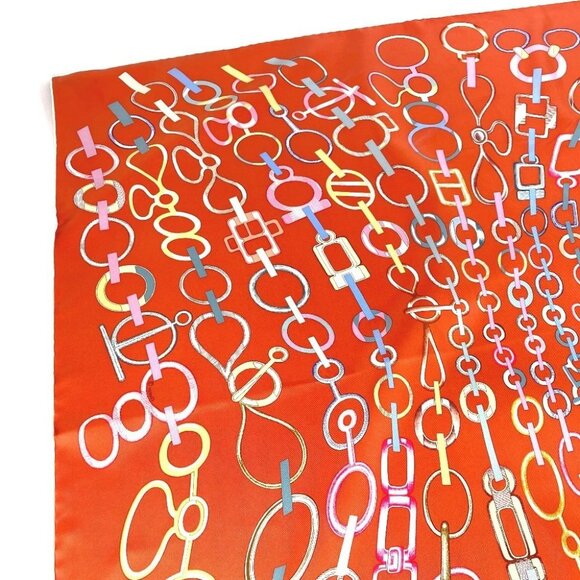 HERMES Carre90 Carre 90 DO RE BOUCLES Scarf silk Orange Unused - Picture 9 of 12